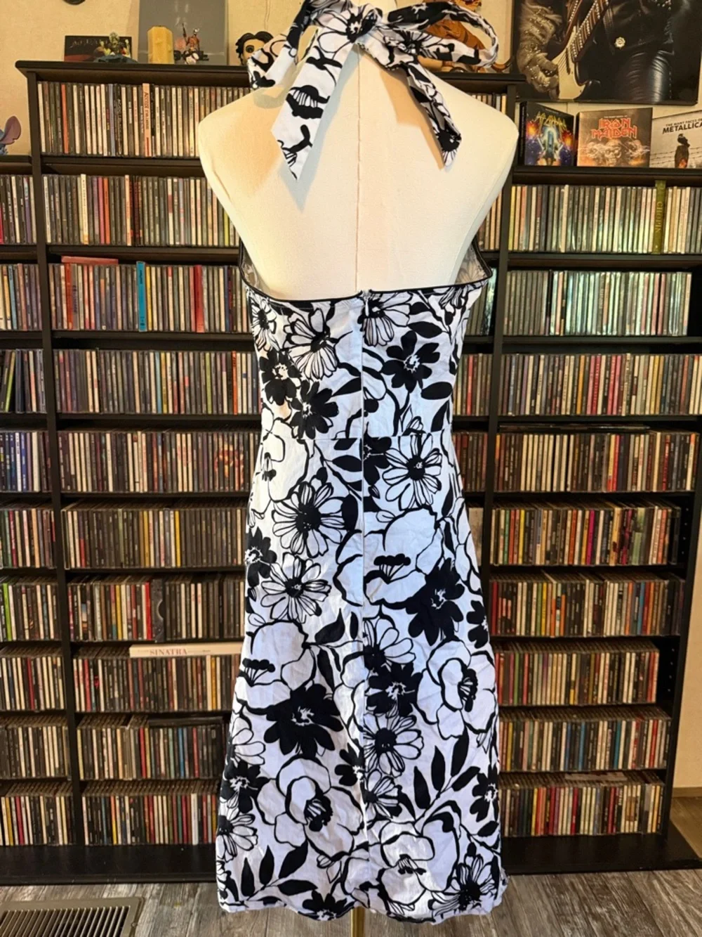 A.P.N.Y Black Floral Formal Summer Dress MIDI Boho - Picture 4 of 5